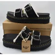 Dr Martens Mens Size 12 Myles Black Suede Buckle Sandals Slides Shoes