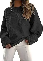 [Generic] Women's Chunky Pullover Sweater Oversized Long Sleeve Crewneck Fuzzy Knitted Jumpers