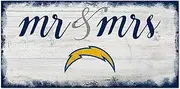 NFL San Diego Chargers Unisex Los Angeles Chargers Script Mr & Mrs Sign, Team Color, 6 x 12