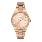 Fossil WoMen Scarlette Quartz Steel Three-Hand Watch, Color: Rose Gold ES5258