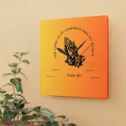 Divine Timekeeper Clock with Praying Hands and Psalm 28:7 Verse