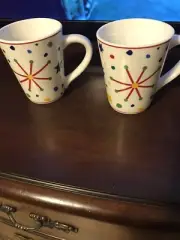 2 CHRISTMAS SNOW WHIMSY MUGS "R BY DOMESTICATIONS STONEWARE