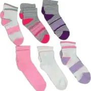 Hanes Toddler Girls Eco-Smart Ankle Socks (6-pack)