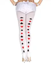 Poker Cards Back Seam Pattern Pantyhose