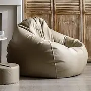 Bean Bag Chair Bean Bag Cover Big Luxury Sofa Pouf Cover Faux Leather Waterproof Lazy Bean Bag Chair No Filler Outdoor Beanbag Couch Puff for Bedroom Living Room Garden