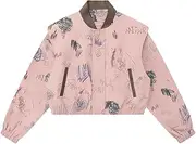 [Generic] Women Winter Korean Style Single Breasted V-Neck Jacket Patchwork Casual Pink Hand-Painted Coat