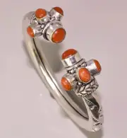 Red Sunstone Handmade Woman Jewelry 925 STERLING SILVER PLATED BANGLE / CUFF