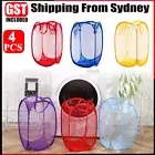4Pcs Laundry Basket Bin Storage Washing Bag Mesh Collapsible Foldable Hamper AU