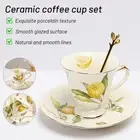 European Ceramic Coffee Cup with Saucer and Spoon British Afternoon Tea Set