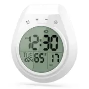 Bathroom Timer Clock, Digital Kitchen Wall Clock, Large LCD Display, Indoor Temperature, Countdown Timer, Suction Cup Hanging Hole