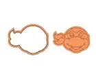 Ninja turtle cookie cutter and stamp set debosser two tone