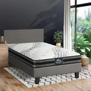 Oikiture Bed Frame with Single Size Mattress Set Grey Fabric