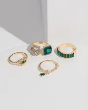 Green Evil Eye Ring Pack