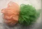 Set of 2 Large Size Bath & Shower Scrubby Puff Sponge Loofa Green Peach