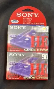2 Pk Sony PURPLE Slide Case Blank Audio Cassette Tapes~High Fidelity~Normal Bias