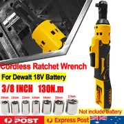 Cordless Ratchet Wrench Right Angle 3/8'' 130Nm & Socket For Dewalt 18V Battery