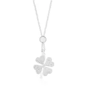 Zamel's Sterling Silver Round Cut 45cm White Cubic Zirconia Clover Necklace