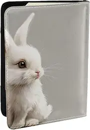 [JEJEA] Cute White Rabbit Print Travel Organizer Credit Cards Case Passport BookPassport Holder Cover Wallet forTraveling,, Black, One Size