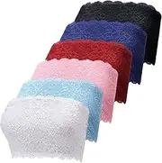 Geyoga 6 Pieces Floral Lace Bralette Bandeau Bra for Women Girl Seamless Strapless Stretchy Tube Top