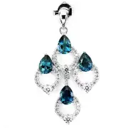 Pendant Blue Topaz London Silver 925+ Silver Chain 925