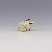 NATIVE AMERICAN ZUNI TURQUOISE & ANTLER FROG FETISH BY GABE SICE