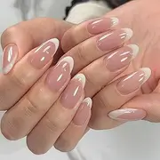 Virellay Almond Fake Nails, Artificial Fingernails, Press On Nails Almond (Classic French, 24 Pieces)