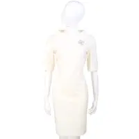 在飛比找Yahoo奇摩購物中心優惠-BLUGIRL 鑽飾造型設計五分袖洋裝(米白色)