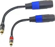 WJSTN RCA to speakon Cable Adapter Speakon Female to Male RCA Speaker Adapter 6in 2-Pack