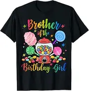 [X.Style] Brother of The Birthday Girl Sweet Candy Bay Party Theme ds216 T-Shirt (XL) Black