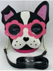 Betsey Johnson "XO PUP" Bulldog Sparkle Sunglasse Kitsch Crossbody Bag/Purse NWT