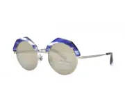 Alain Mikli Aviator SUNGLASSES MATTE SILVER GRAY MIRROR BLUE 4006 005 49mm