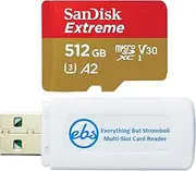 SanDisk 512GB Memory Card Extreme MicroSDXC UHS-I Card Up to 190MB/s C10 A2 Compatible with Samsung A-Series Phone Models (SDSQXAV-512G-GN6MN) Bundle with 1 Everything But Stromboli Micro Card Reader