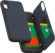 GOOSPERY iPhone XR Wallet Case with Card Holder, Protective Dual Layer Bumper Phone Case - Black