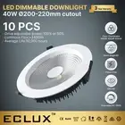 10PCS 40W DIMMABLE COB LED DOWNLIGHT 200~220MM CUTOUT TRI-COLOR Flicker Free