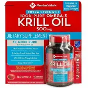 Member’s Mark Extra-Strength 100% Pure Omega-3 Krill Oil, 500mg (160 ct.)