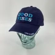Life Is Good Adult Adjustable Size Baseball Cap Hat Navy Blue Good Vibes New 266