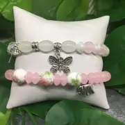 2 PC Handmade Bohemian Beaded Stackable Stretch Bracelet Set New Free Ship 5055