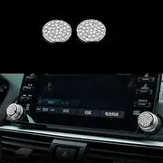 2Pcs Bling Crystal Car Interior Screen Volume Sound Radio Switch Button Cover Trim Knobs for Honda Accord Sedan Touring Sport EX EX-L LX 10th 2018 2019 2020 2021