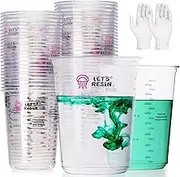 LET'S RESIN Resin Mixing Cups, 45pcs 32oz(1000ml) 2 Scales Accurate Paint Mixing Cup with Protective Gloves, Sturdy & Thick Disposable Measuring Cups for Paint, Pigments, Art, Auto Resin Mixer