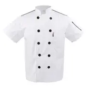 White Unisex Mesh Sleeve Chef Coat Jacket Restaurant Hotel Cook Short Clothes Uniform