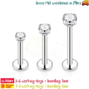 1Pair Piercing Studs Labret Ring Earring Internally Threaded Ear Lip Tragus Jewe