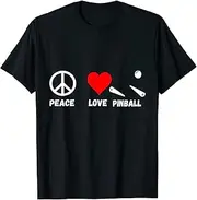VidiAmazing Pinball Gamers Peace Love Pinball Machine Flipping ds1075 T-Shirt