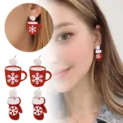 Christmas Snowflake Gloves Water Cup Acrylic Stud Earrings Small Fresh Earrings