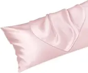 T Tersely Satin Silk Body Pillow Pillowcase for Hair and Skin, Premium and Silky Pillow Cases Space Long Body Pillow Case Cover 20x54 inch with Envelope Closure,51×137cm (Cream)