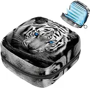 Period Bag,Sanitary Napkin Storage Bag,Blue Eyes White Tiger,Tampon Holder for Purse