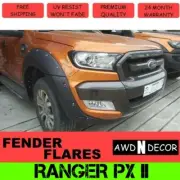 MATT BLACK JUNGLE FENDER FLARES BLACK GUARD FITS TO FORD RANGER PX2 2015-2018