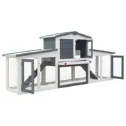 Andala Pets Outdoor Large Rabbit Hutch Grey and White 204x45x85 cm