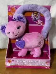 Barbie Mini Purse Pet 2002 Vintage Mattel Purple Pink Cat Plush