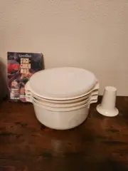 Vintage Tupperware Stack Cooker Microwave 7 Piece Set never used with book