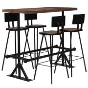 5pcs Wood Timber Bar Set Industrial Rustic Dining Table Barstools Stools Chairs